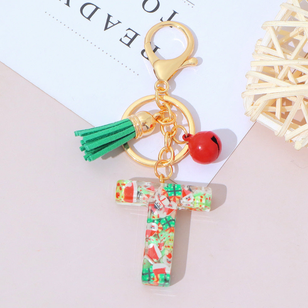 Wholesale Resin English Letter Keychain with Tassel Festive Holiday Party Bag Charm