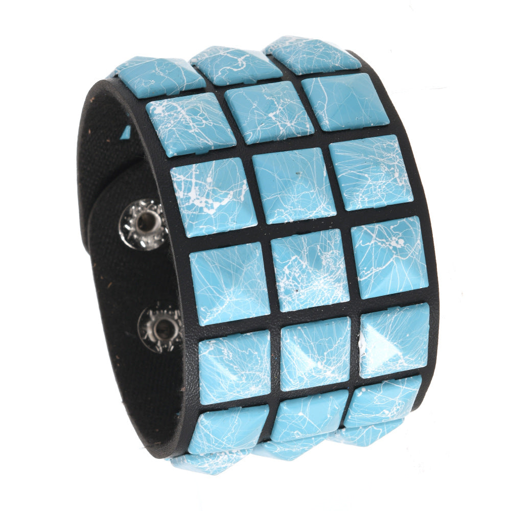 Wholesale Square Rivet Bracelet Men' s Personalized  Bracelet