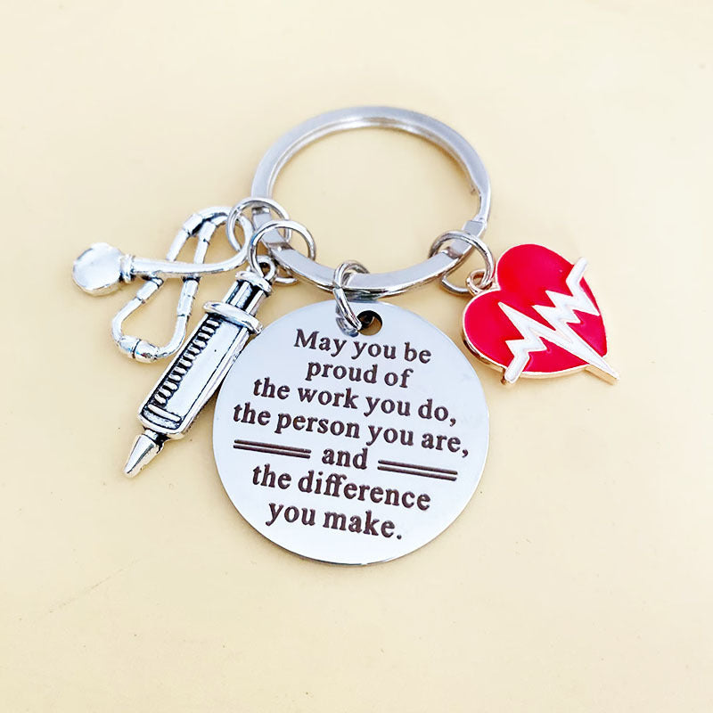Wholesale European American Style Stainless Steel Inspirational Gratitude Keychain Gift For Family And