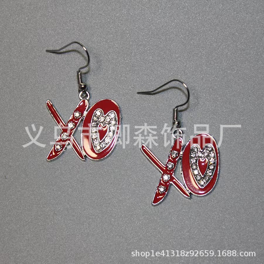 Wholesale red rose design pendant earrings