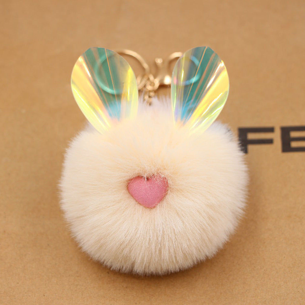 Wholesale Cute Color Changing Ears Rabbit Fur Ball Keychains ACC-KC-Zuge010