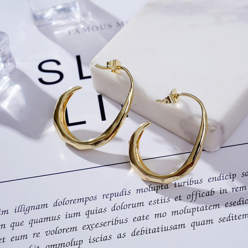 Wholesale French Exaggerated Irregular Gold-Plated Earrings for Women - Boutique Resale Jewelry