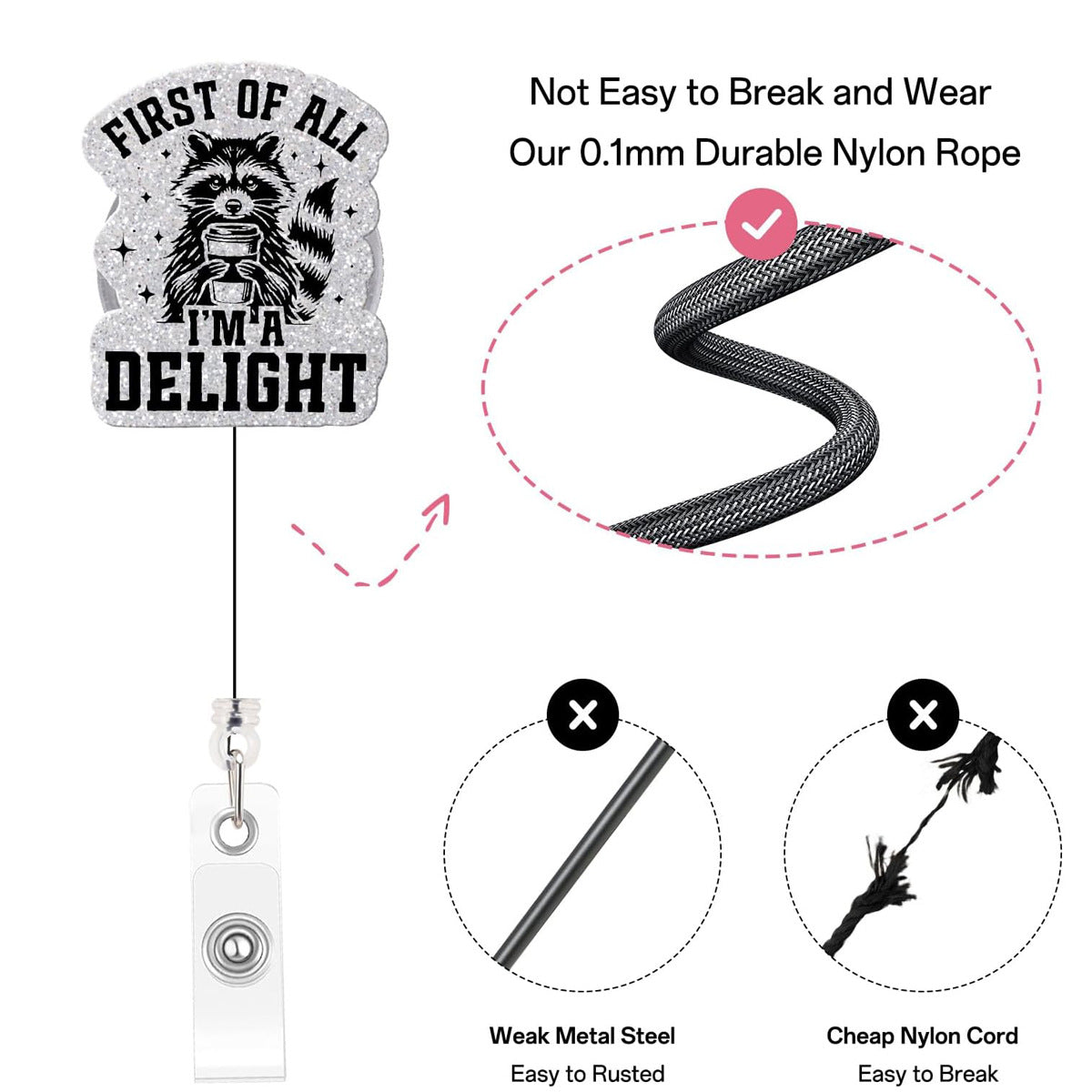 Wholesale easy-pull retractable name tag  Badge Reels