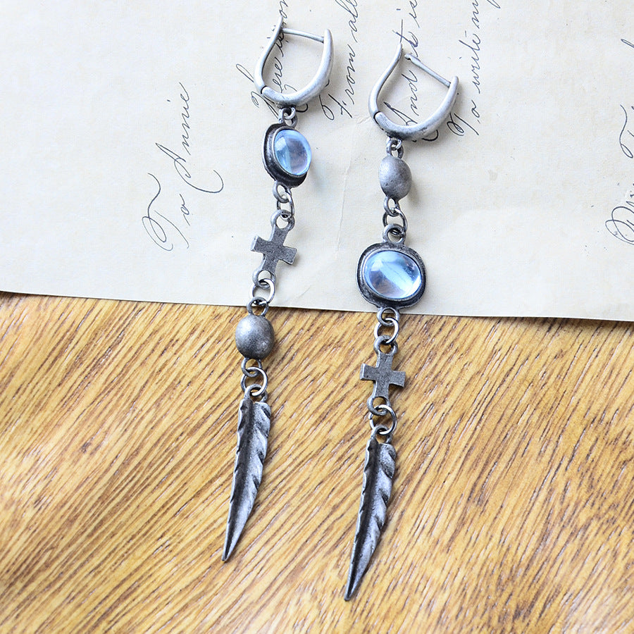 Wholesale Cross-Border Vintage Style Bohemian Tassel Feather Pendant Earrings Retro Elegant Earrings Jewelry for Women