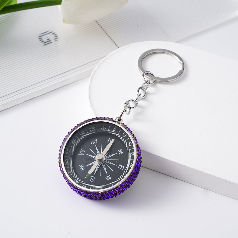 Wholesale Rhinestone Outdoor Mini Aluminum Alloy Compass Keychain Keychains Accessories ACC-KC-ZhiYa011