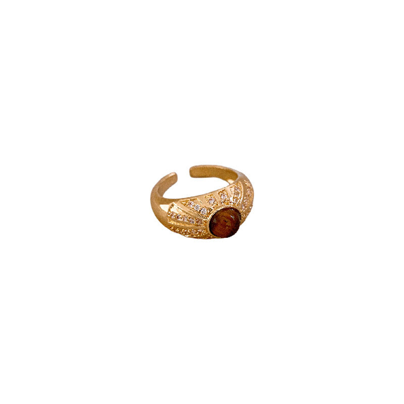 Wholesale zircon tiger eye open ring