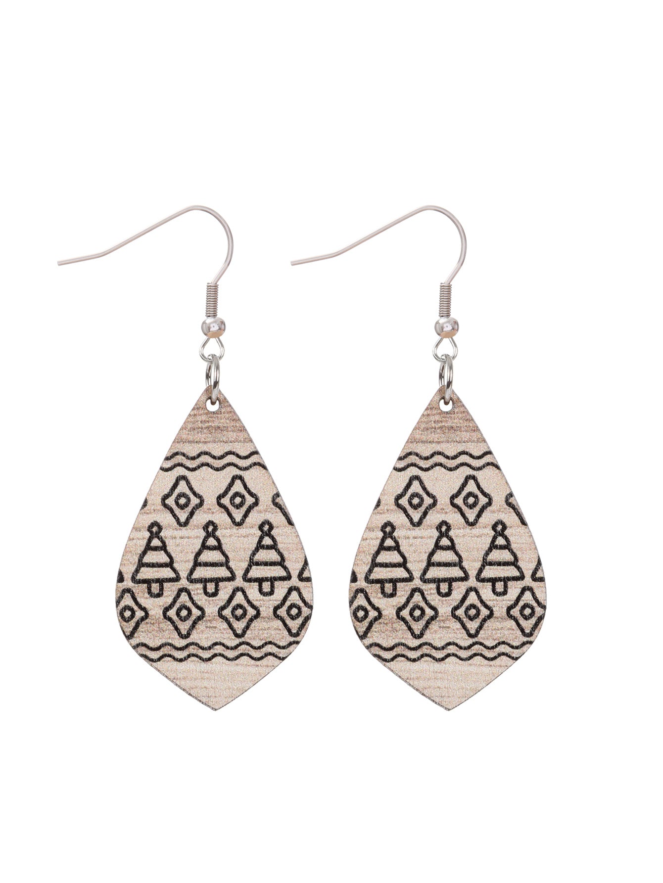 Wholesale Christmas Party Cute Snowman Christmas Tree Cartoon Wooden Earrings