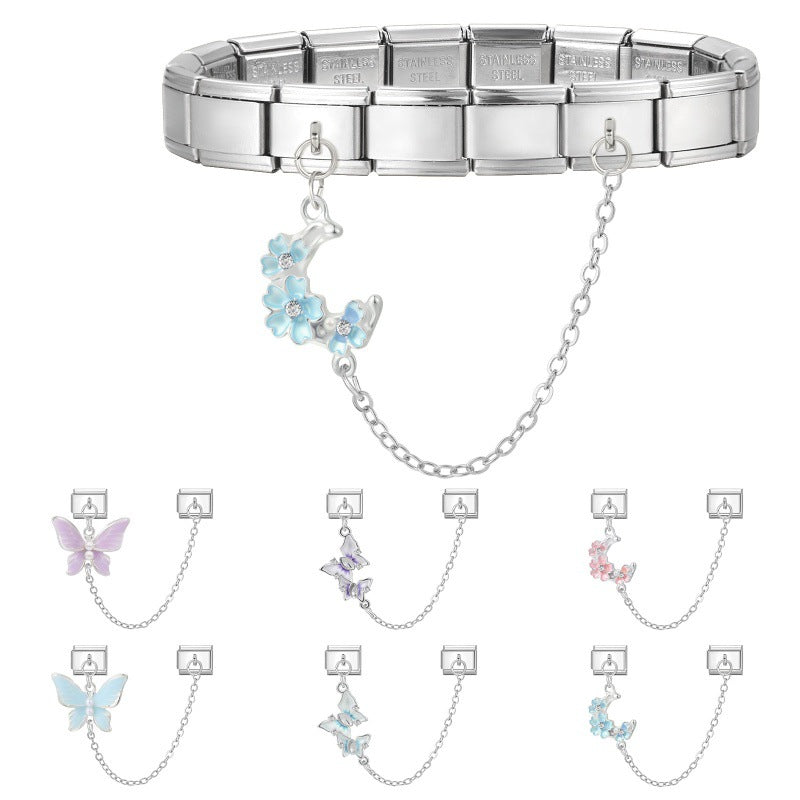 Wholesale 9mm Italian Charm Starter Bracelets DIY Double Hanger Stainless Steel Composable Bracelet