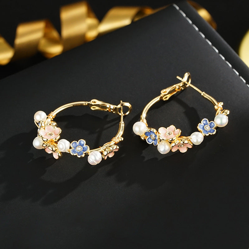 Wholesale Fashion Flower Pearl Earrings