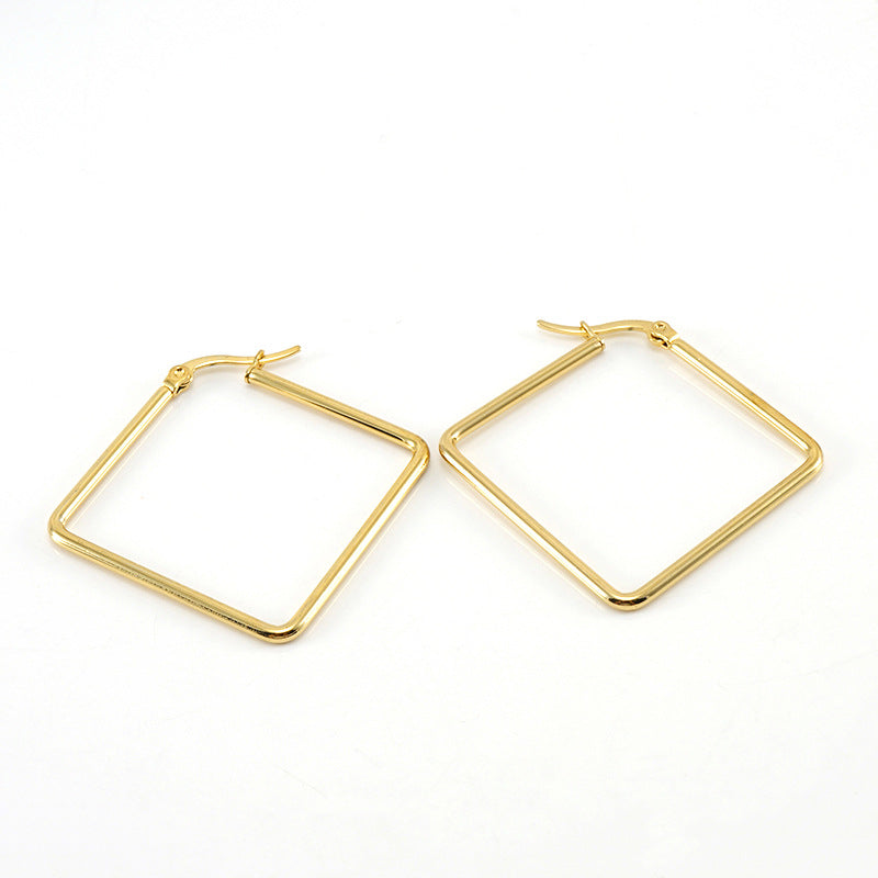 Wholesale Stainless steel  square earrings square large coil earrings