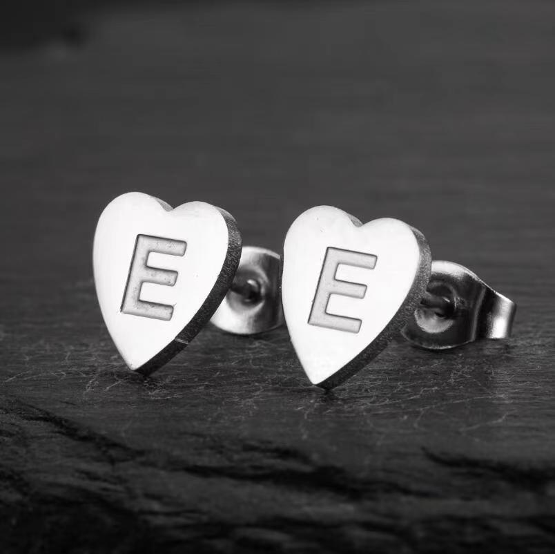 Wholesale Love Earrings English Letters Retro Gold and Silver Earrings Heart Earrings Titanium Steel ACC-ES-FaDiniya001
