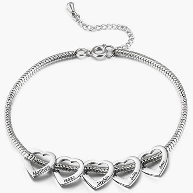 Wholesale  Adjustable Anklet Bracelet Stainless Steel Heart-Shaped