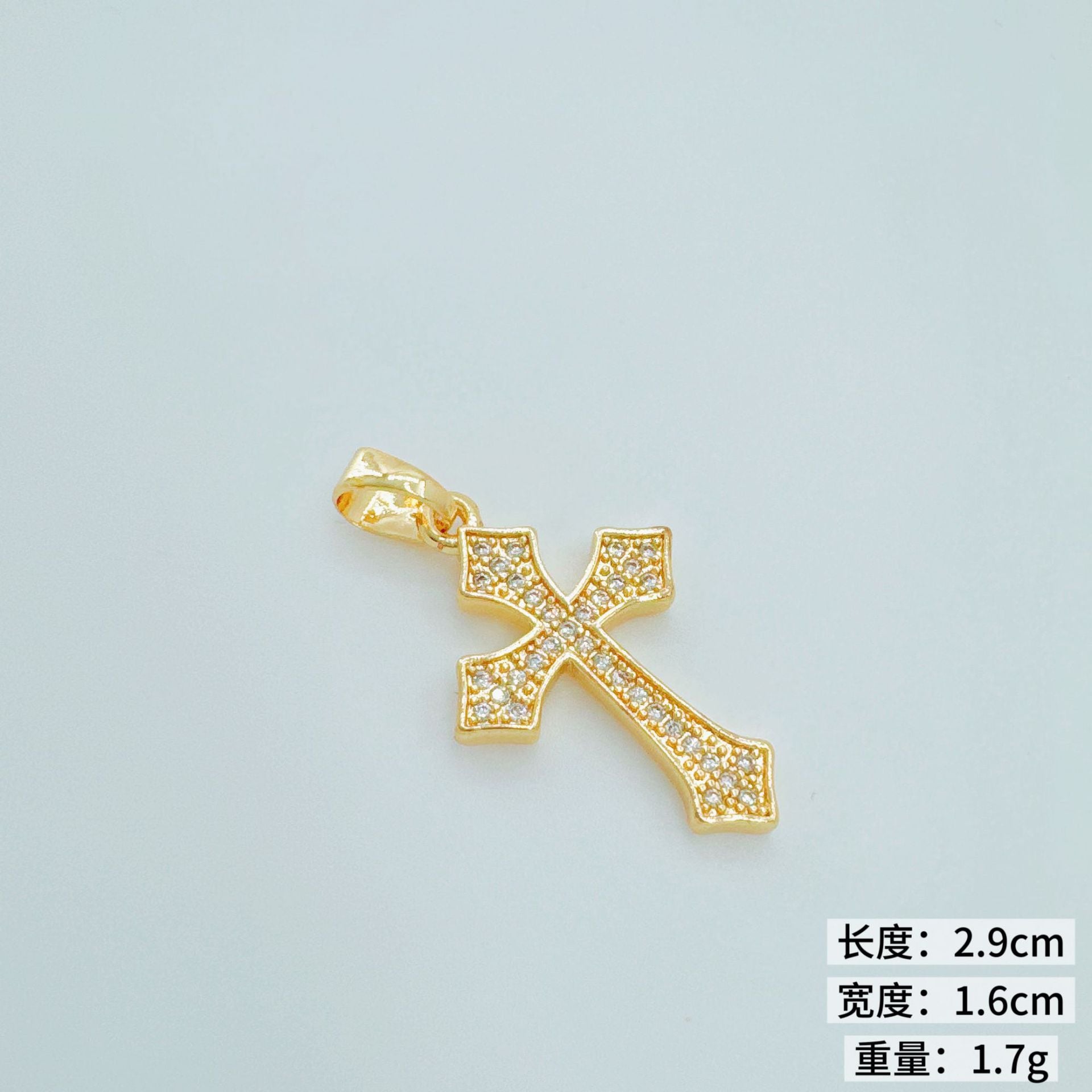 Wholesale Light Luxury Gold Plated Copper Cross Pendant with Zircon