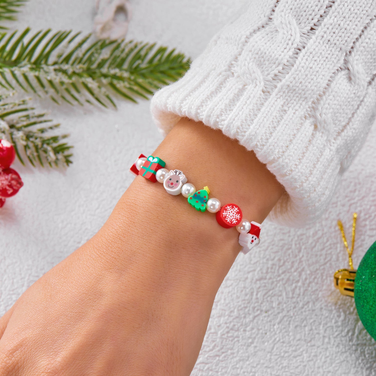Wholesale Christmas tree soft ceramic beaded bracelet