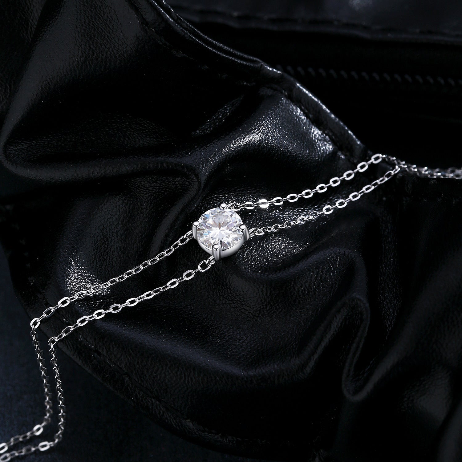 Wholesale  1 karat  Diamond s925 Sterling Silver Flash  Diamond Double Layer Bracelet