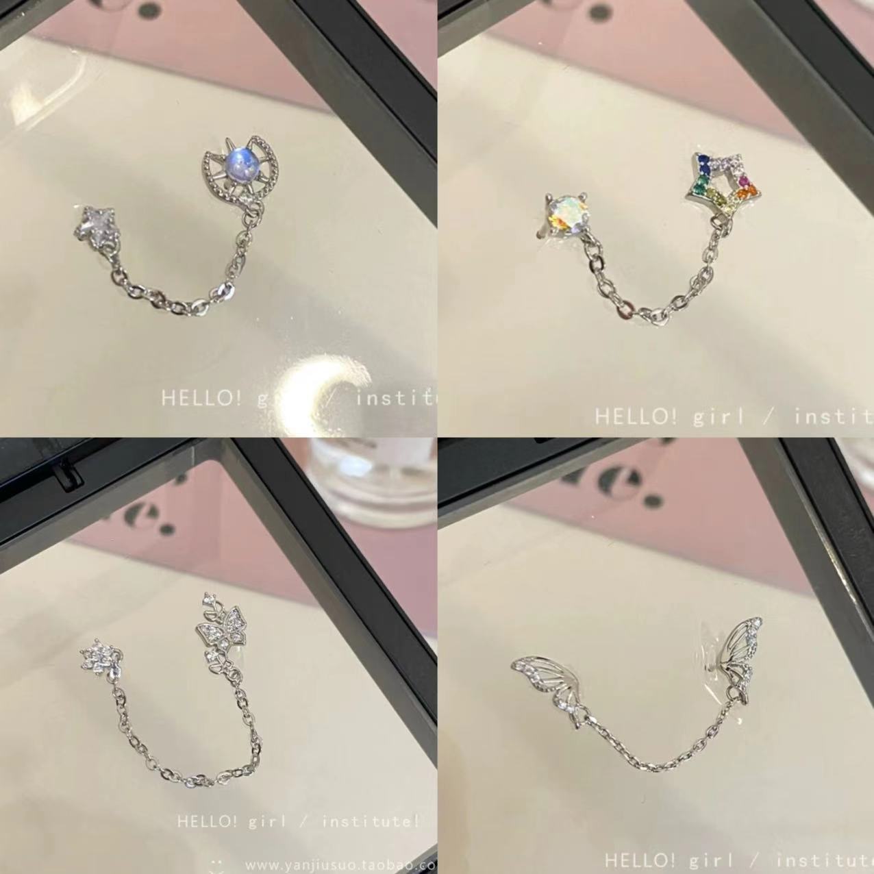 Wholesale  Love Cross Chain Tassel Ear Nail Earrings