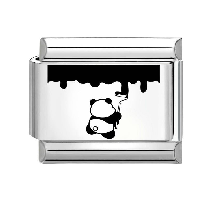 Wholesale  Italian Charm Bracelet 9mm DIY Splicing Removable Cartoon Panda Stainless Steel Composable Bracelet