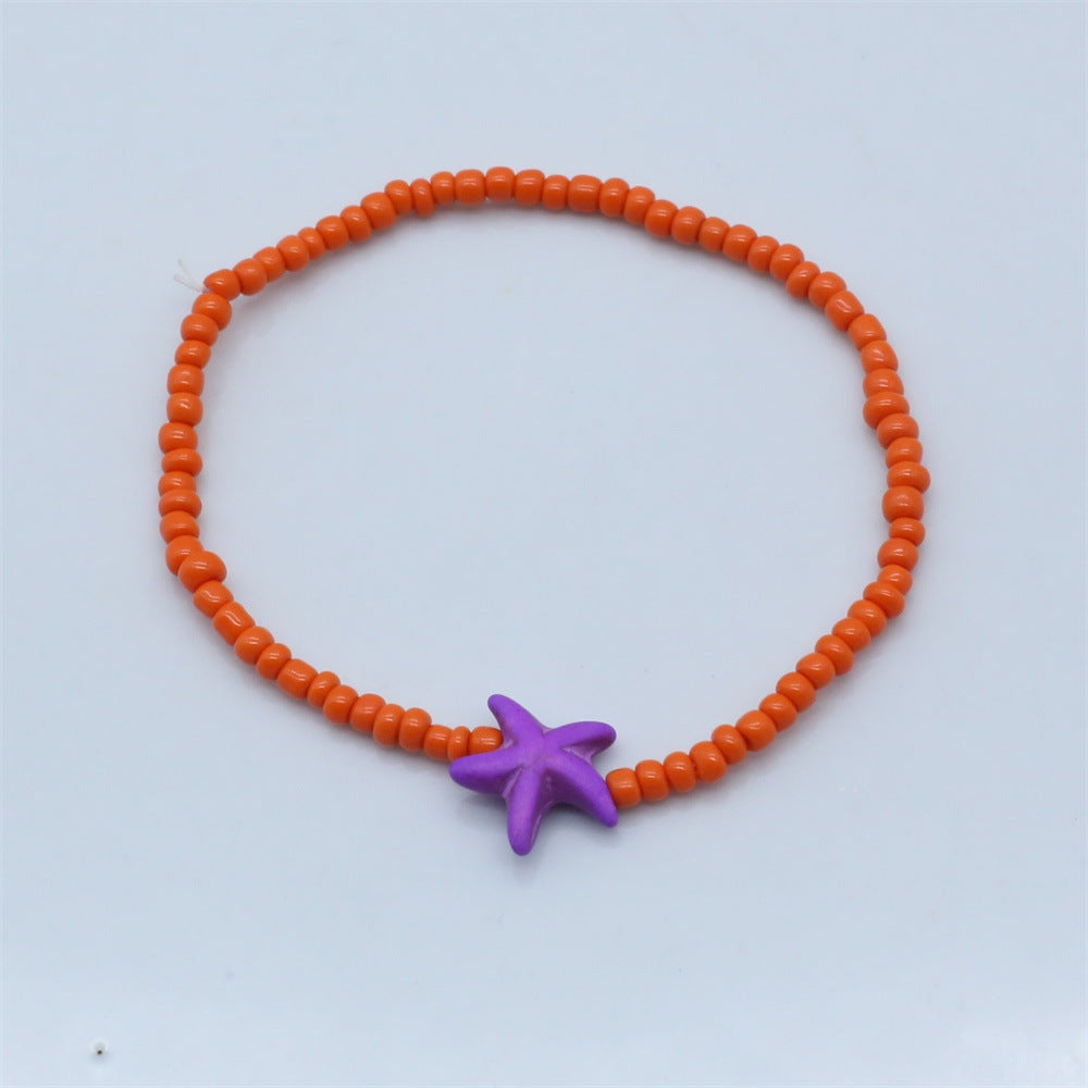 Wholesale  bohemian beach style starfish rice beads beaded bracelet