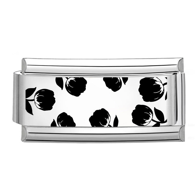 Wholesale Italian Charm Bracelet 9mm DIY Splicing Long Black and White Series Stainless Steel Composable Bracelet