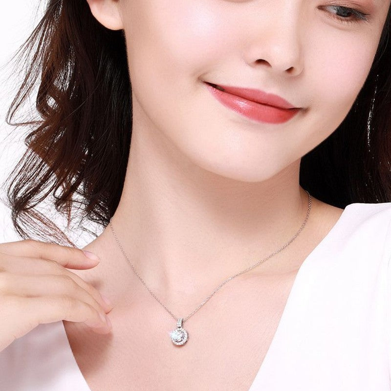 Wholesale Full Diamond Round Necklace 925 Silver Moissanite Necklace