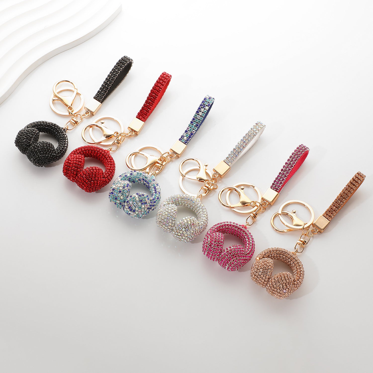 Wholesale Bright Red Rhinestone Earphone Keychain - Trendy Car Key Accessory