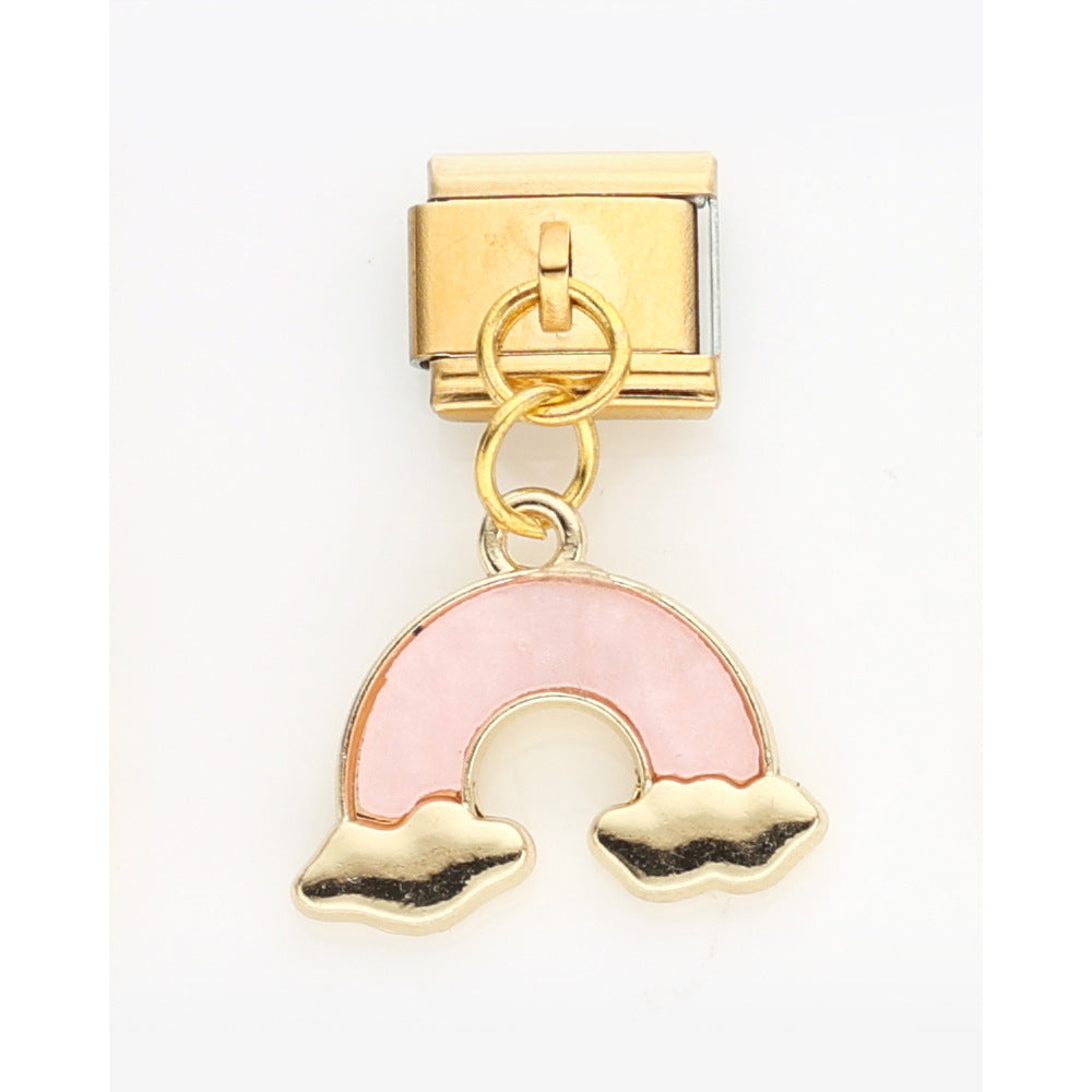 Wholesale 10pcs Italian Charm Bracelet 9mm DIY Splicing Golden Cherry Mushroom Stainless Steel Composable Bracelet