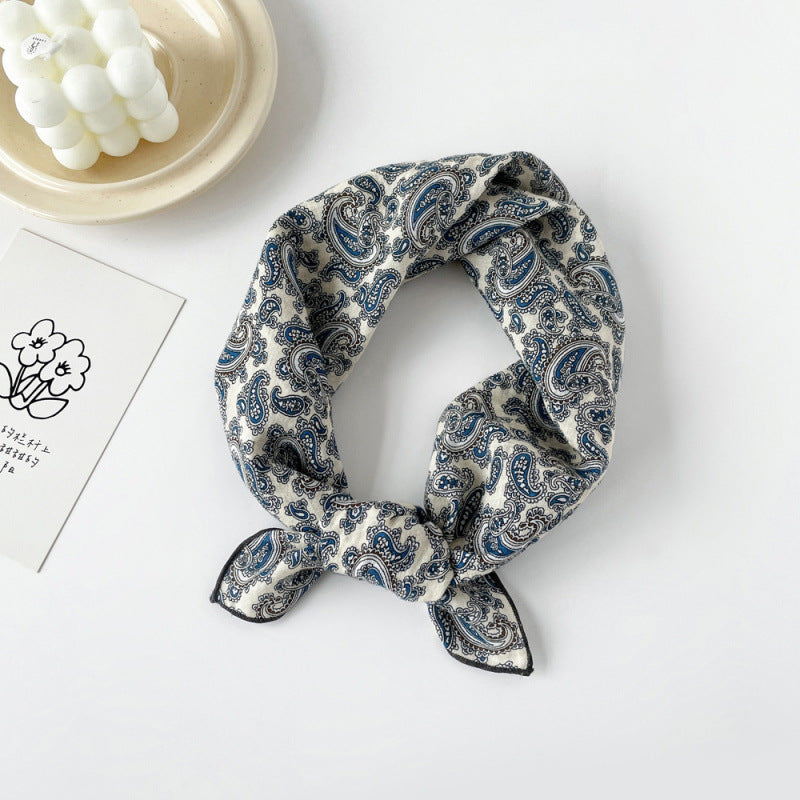 Wholesale Cotton blue cashew scarf small square scarf
