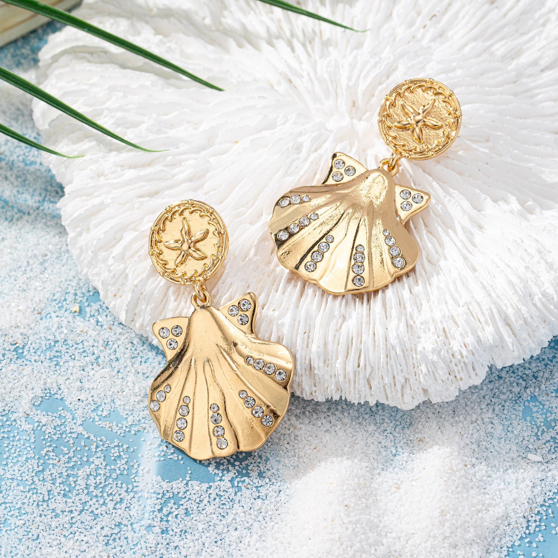 Wholesale Electroplated Alloy Starfish Shell Earrings Vacation Chic Women Jewelry Accessory Boutique Resale
