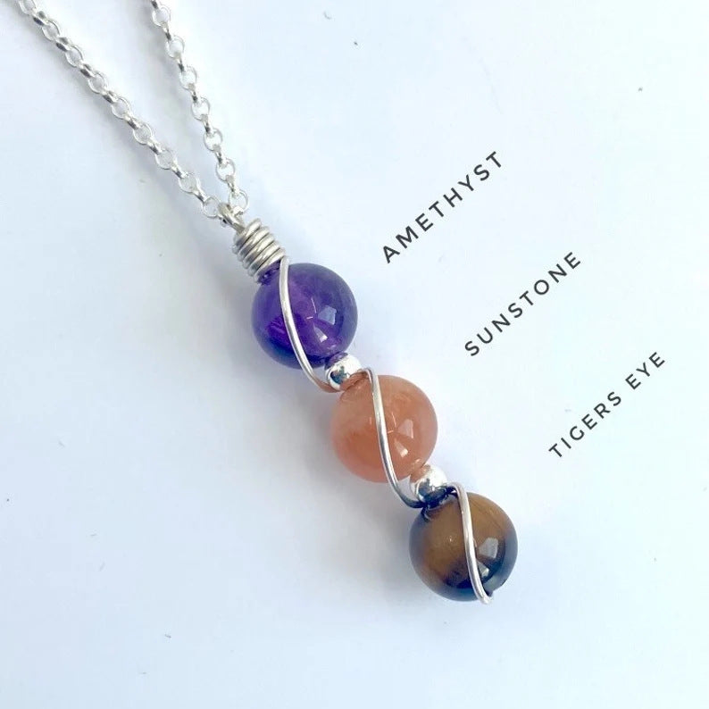 Wholesale Natural Crystal Silver Wire Wrapped Constellation Necklace ACC-NE-RongGuan016