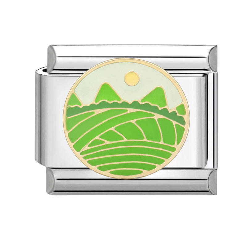 Wholesale Italian Charm Bracelet 9mm DIY Splicing Pink Green Series Titanium Steel Composable Bracelet