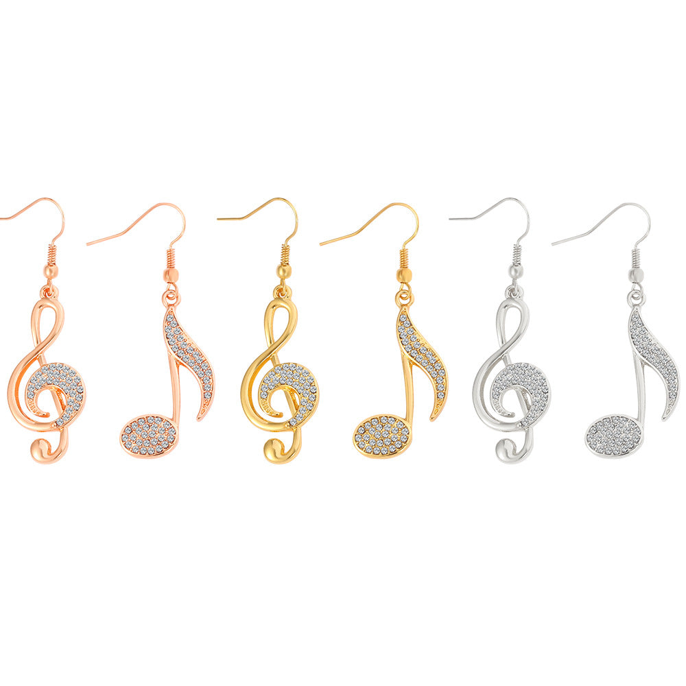 Wholesale  elegant temperament Diamond note music earring
