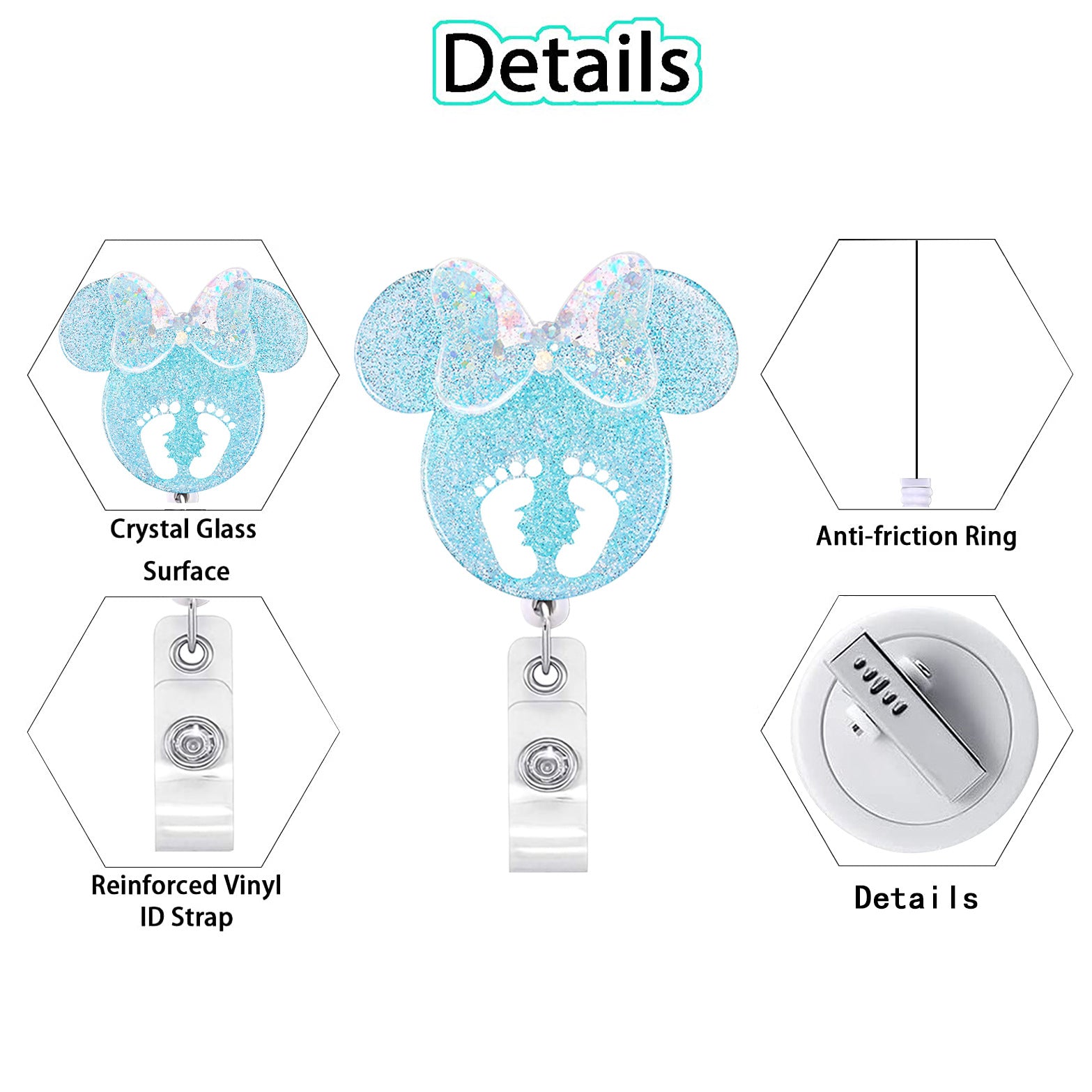 Wholesale Acrylic Mouse Shaped Retractable ID Badge Reels for Doctors Nurses Students Trendy Accessory