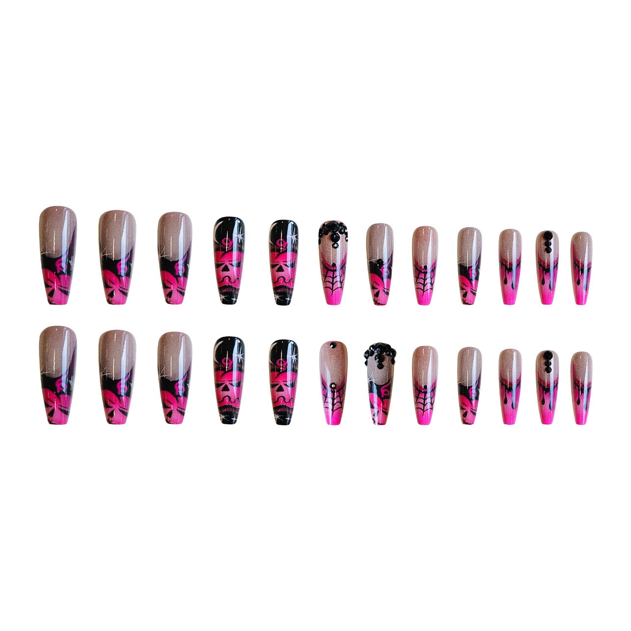 Wholesale 24 Pieces/box Pink Ghost Face Nails Kits Nail Stickers