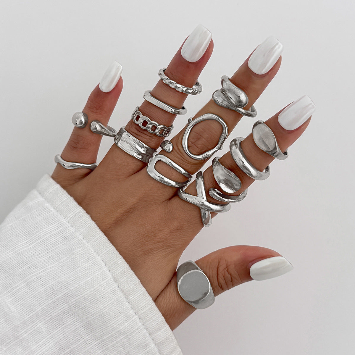 Wholesale Irregular liquid lava metal wrinkled open design light-sensitive surface ring