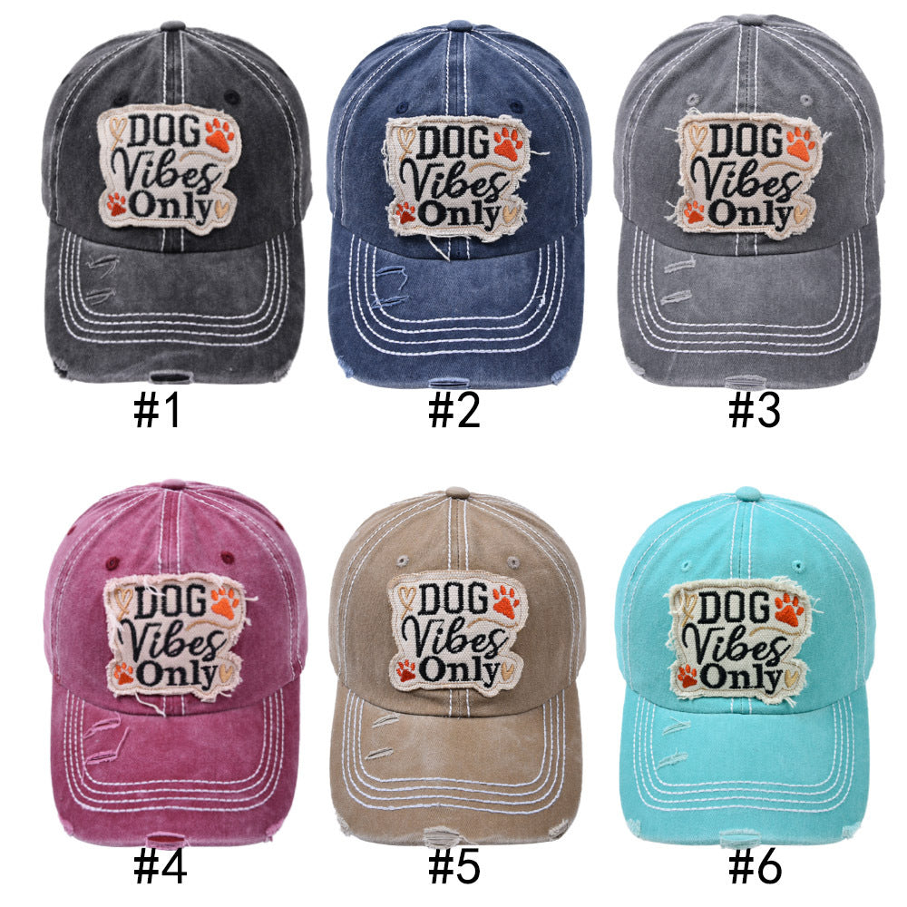Wholesale DOG Water Wash Patch Cotton Baseball Hat ACC-HT-WenRan003