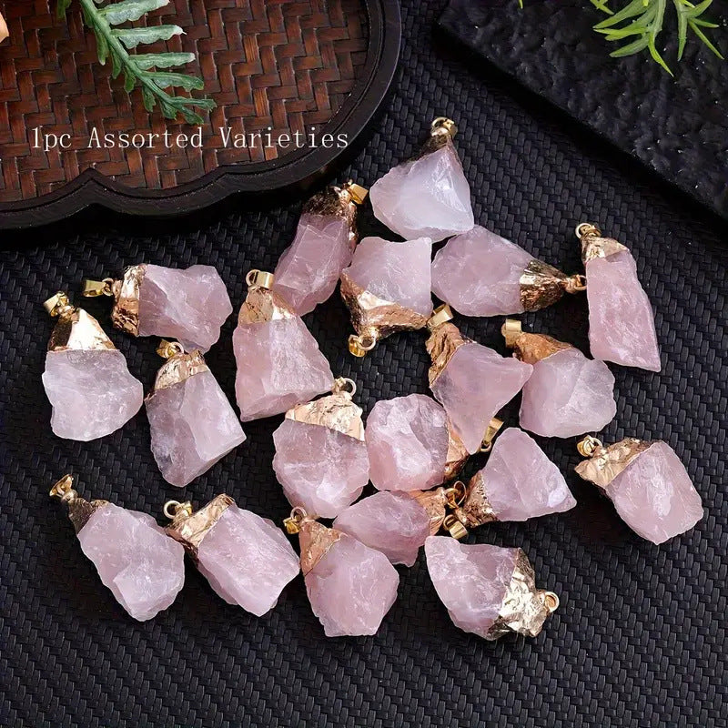 Wholesale Irregular Natural Amethyst Crystal Pendant Necklace Gold Plated DIY Charm Jewelry Accessory