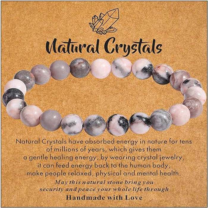 Wholesale Natural Stone Bracelet Handmade Beaded Pink Zebra Amethyst Elastic Cord Bracelet ACC-BT-Yunh004