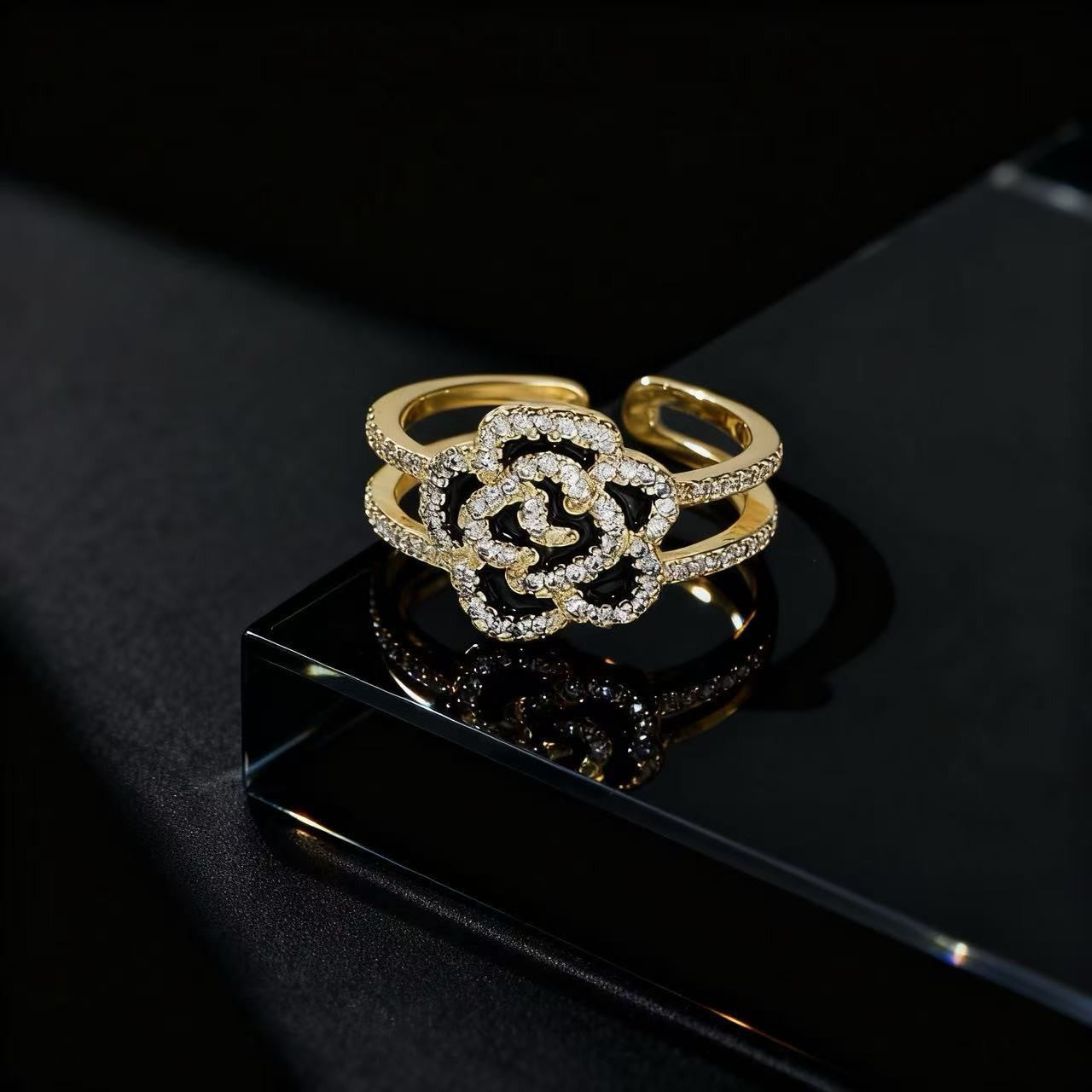 Wholesale Trendy Flower Open Ring For Women Zircon Pearl Rhinestone Design Jewelry Accessory Gift Everyday Wear Resale
