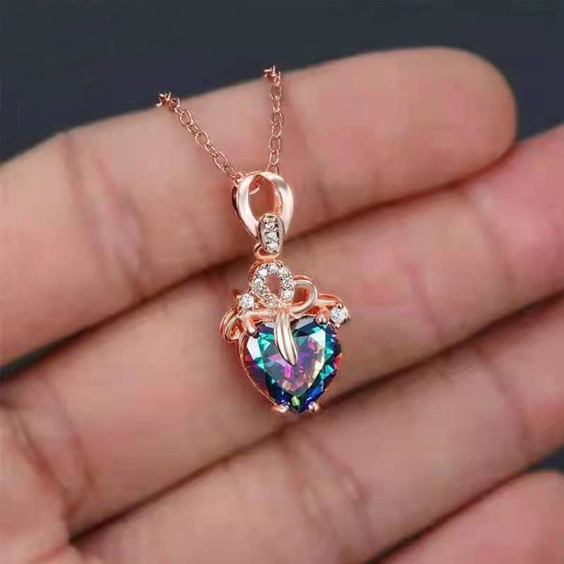 Wholesale Alloy Heart-shaped Diamond Necklace ACC-NE-JYS002