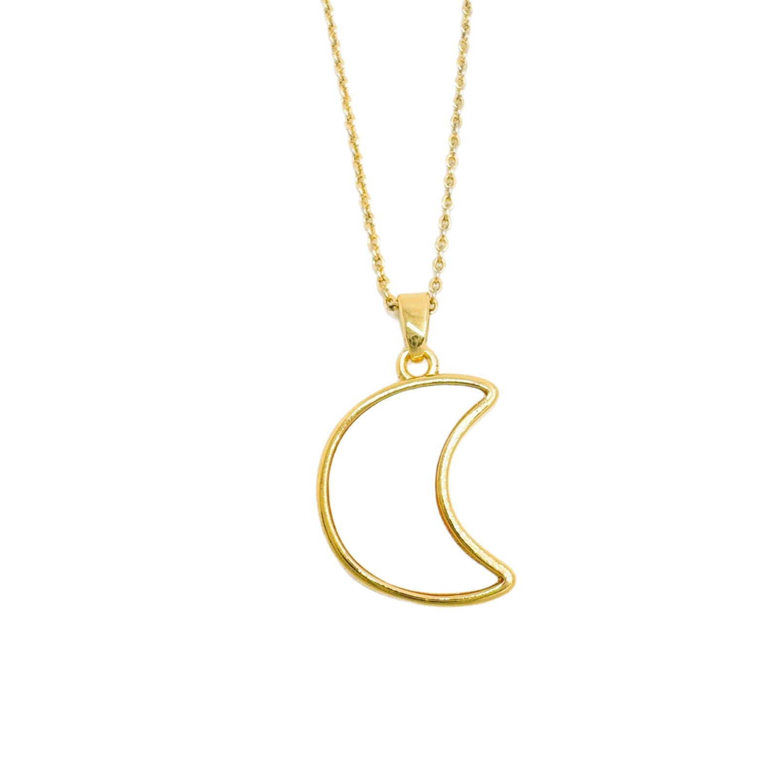 Wholesale Gold Plated Copper Moon Pendant Necklace Natural Shell Charm Boutique Resale Jewelry Accessory