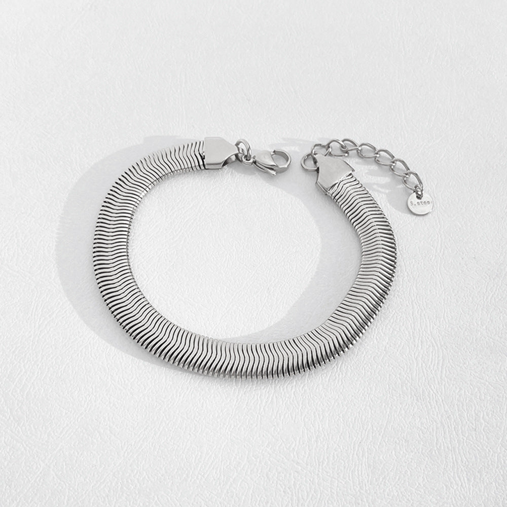 Wholesale Stainless steel bracelet  PVD vacuum furnace electroplating simple style wide surface bracelet