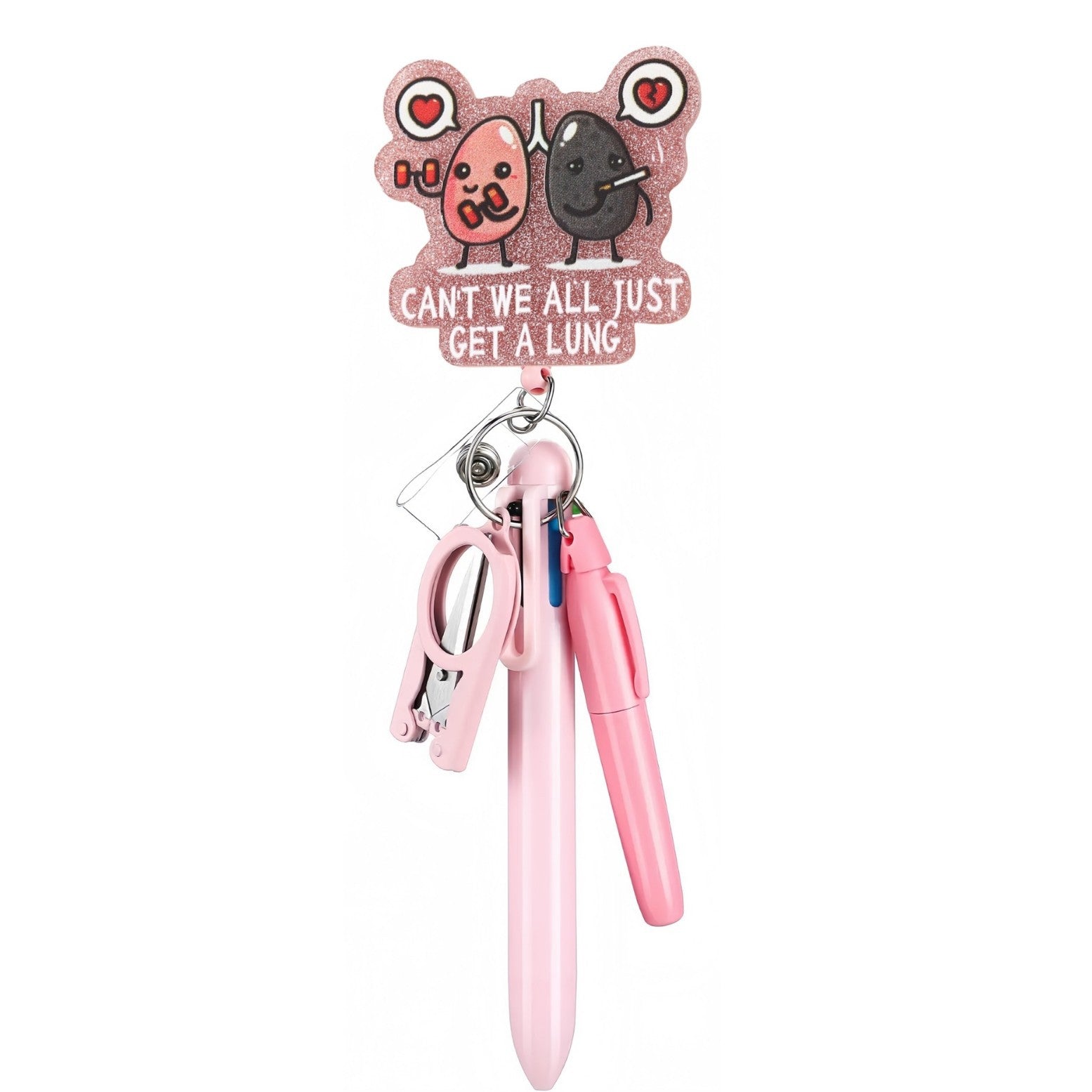 Wholesale Macaron Nurse Pen Set Series Acrylic Retractable Rotating Badge Keychain