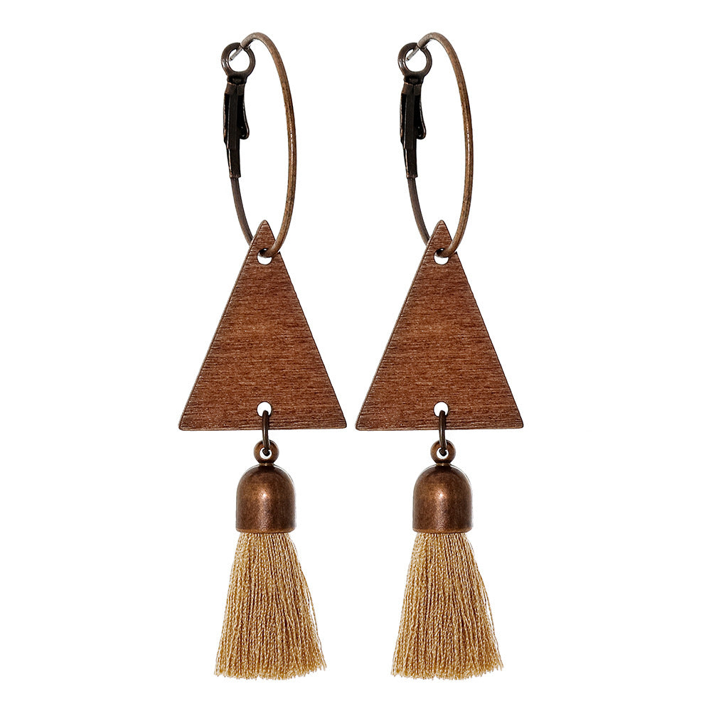 Wholesale Bohemian Geometric Tassel Earrings Set - Zinc Alloy Hollow Cloisonné - Fashion Accessory for Gift or Resale