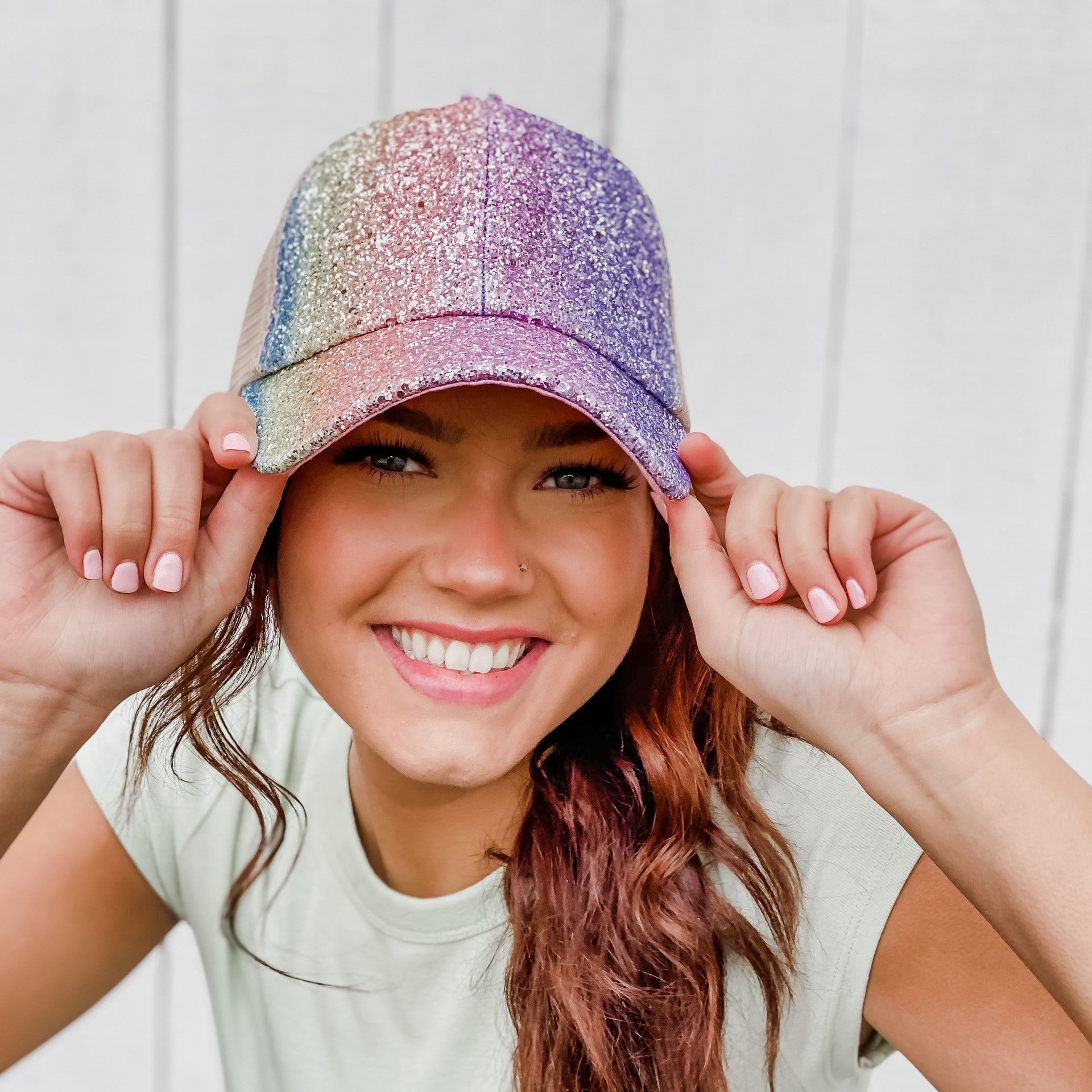 Wholesale Glitter Sequin Gradient Ponytail Baseball Cap Hat ACC-HT-GuanEr001
