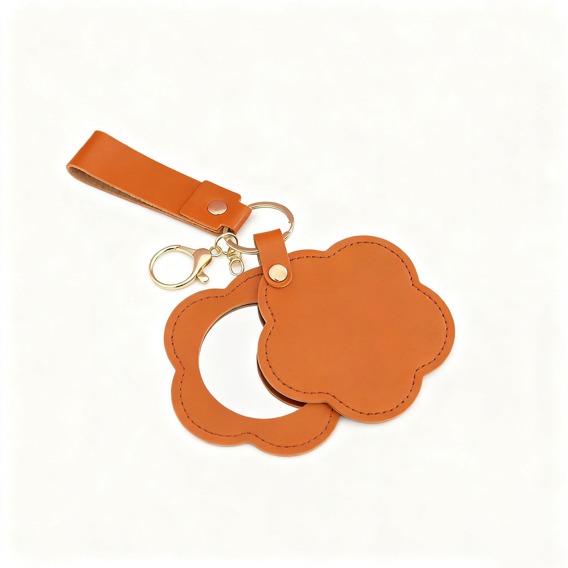 Wholesale PU Leather Flower Mirror Keychain - Decorative Bag Accessory,  Gift for Women