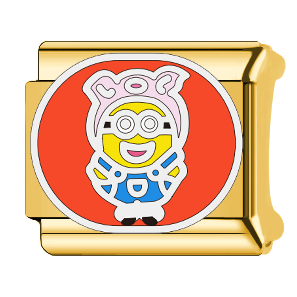 Wholesale Chinese Zodiac Animals 18K Gold Plated Stainless Steel Italian Cartoon DIY Minions Modular Bracelet Accessories