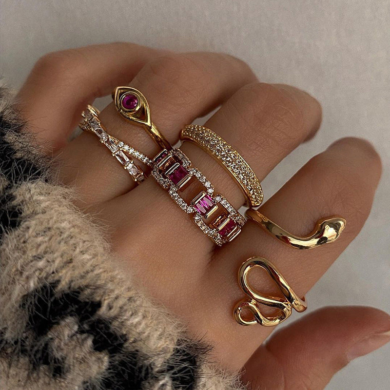Wholesale Exaggerated Jewelry Alloy Diamond Snake Ring suit