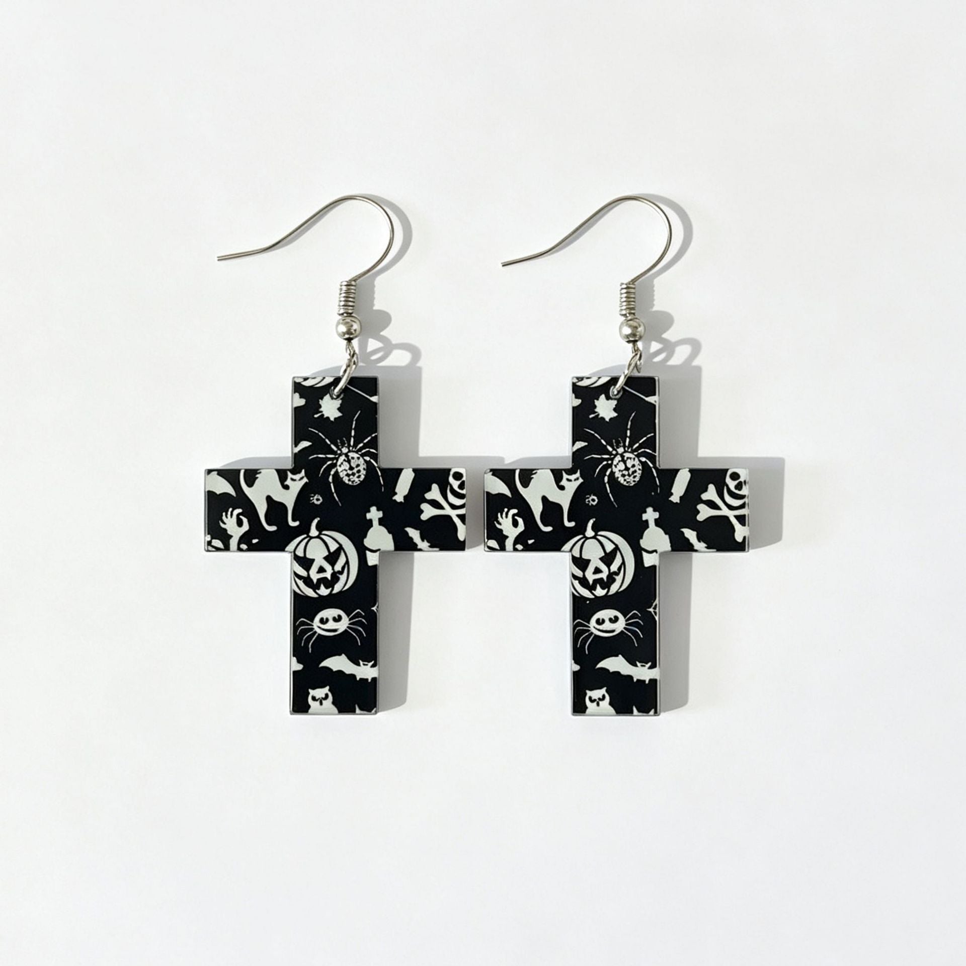 Wholesale  Double-Sided Acrylic Earrings Pumpkin Ghost Cross Prints Women Fashion Accessory Gift