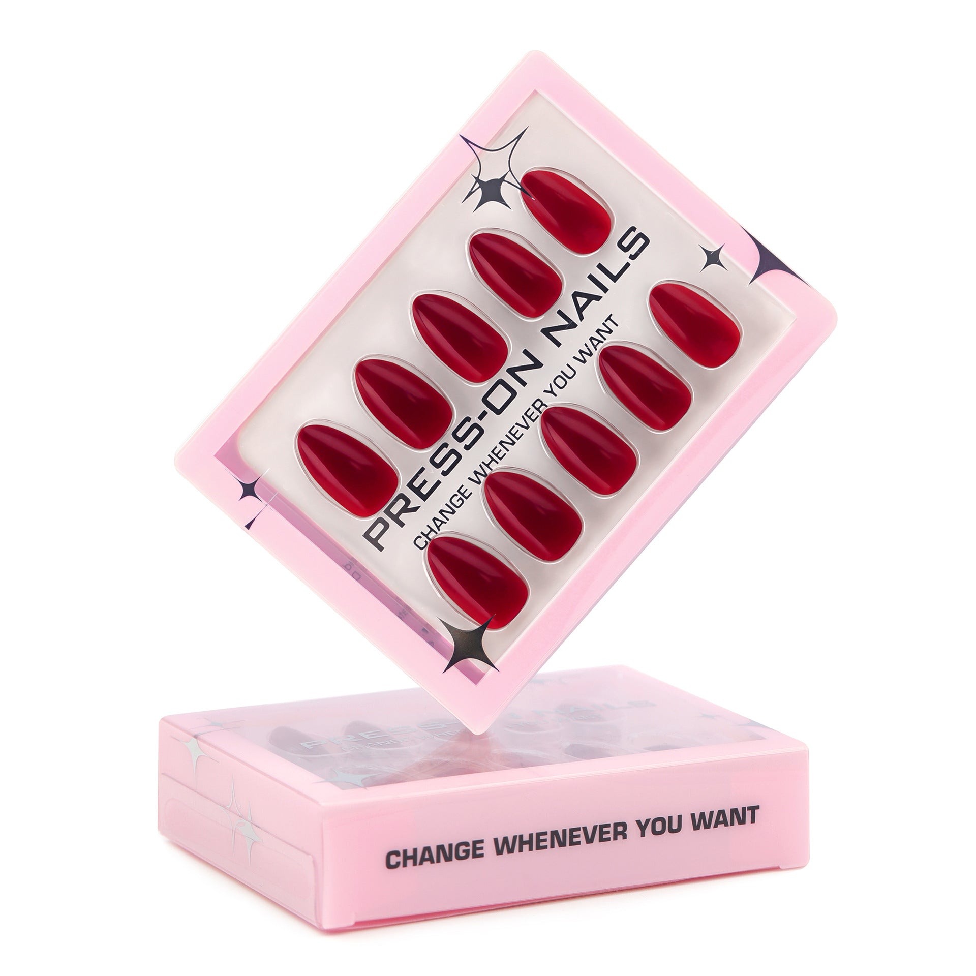 Wholesale 24 Pieces/box Red Solid Bow Nails Kits Nail Stickers