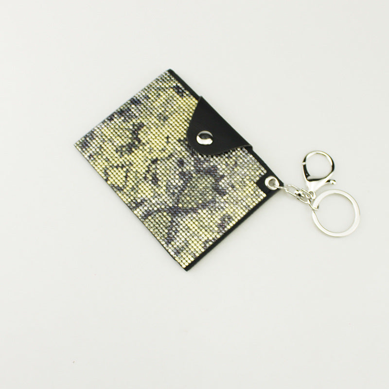 Wholesale PU small card holder rhinestone keychain